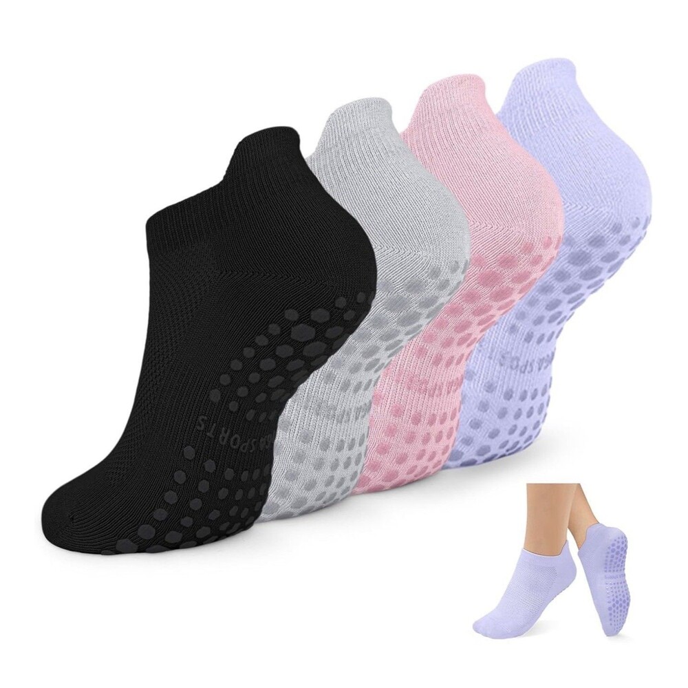 2 Pk-8 Pairs HayFeel Non Slip Pilates Yoga Socks w/ Grips Women Hospital Quality